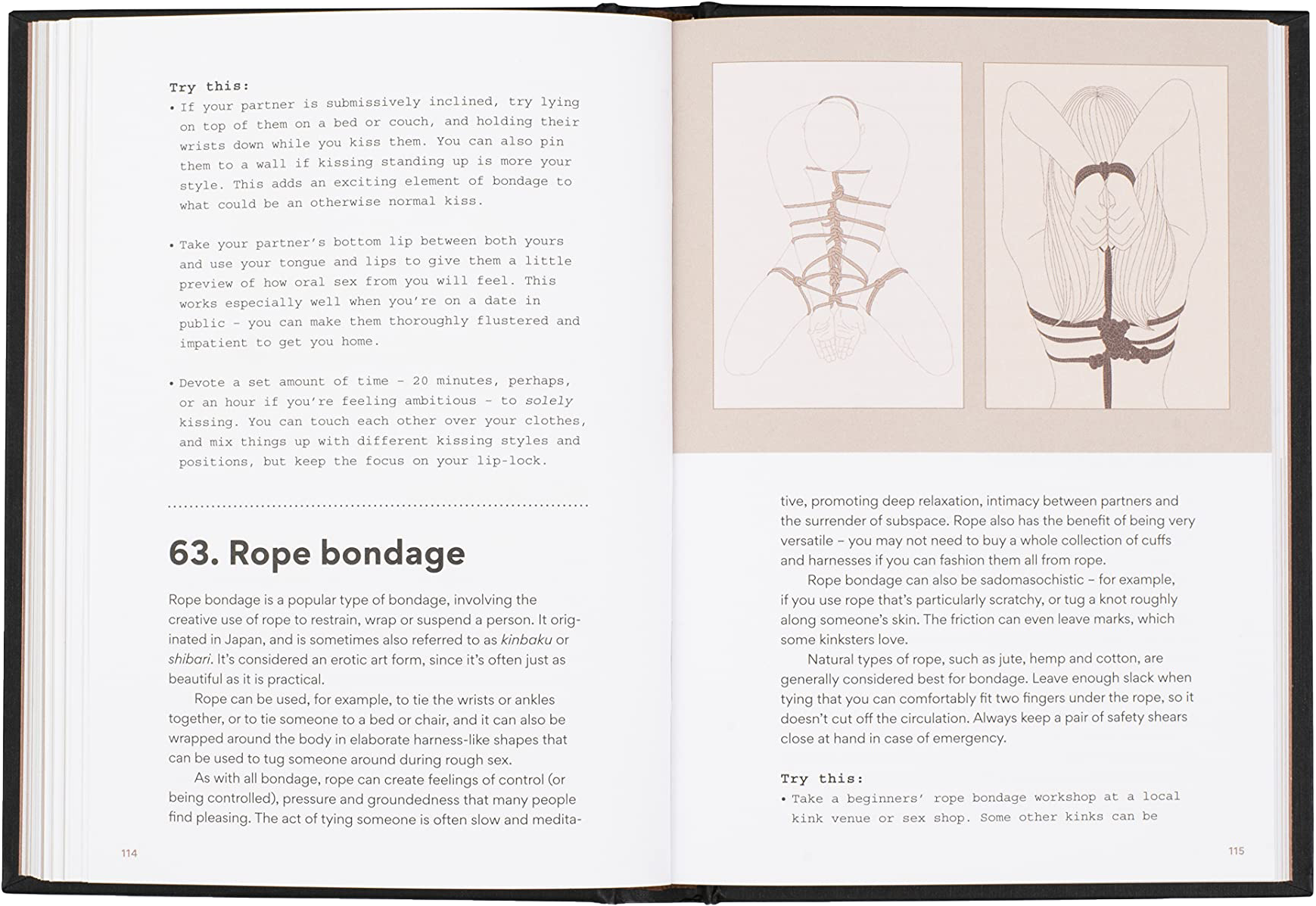 The book open to the ropebondage chapter.
